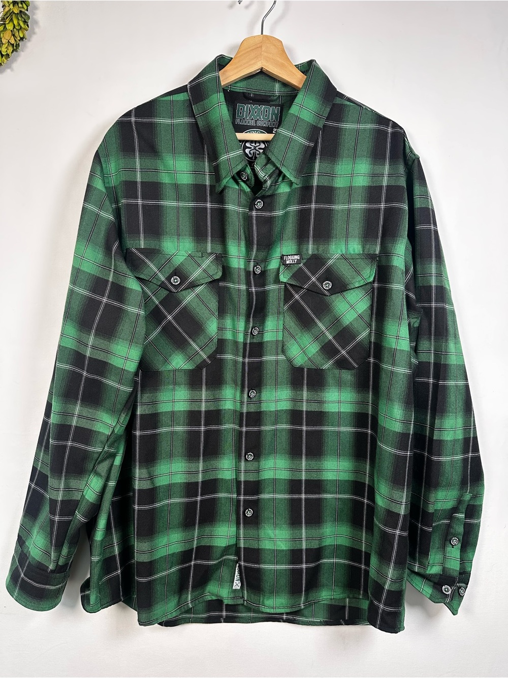 DIXXON Flogging Molly Button Down Long Sleeve Shirt Green Black Size 2XL Men's